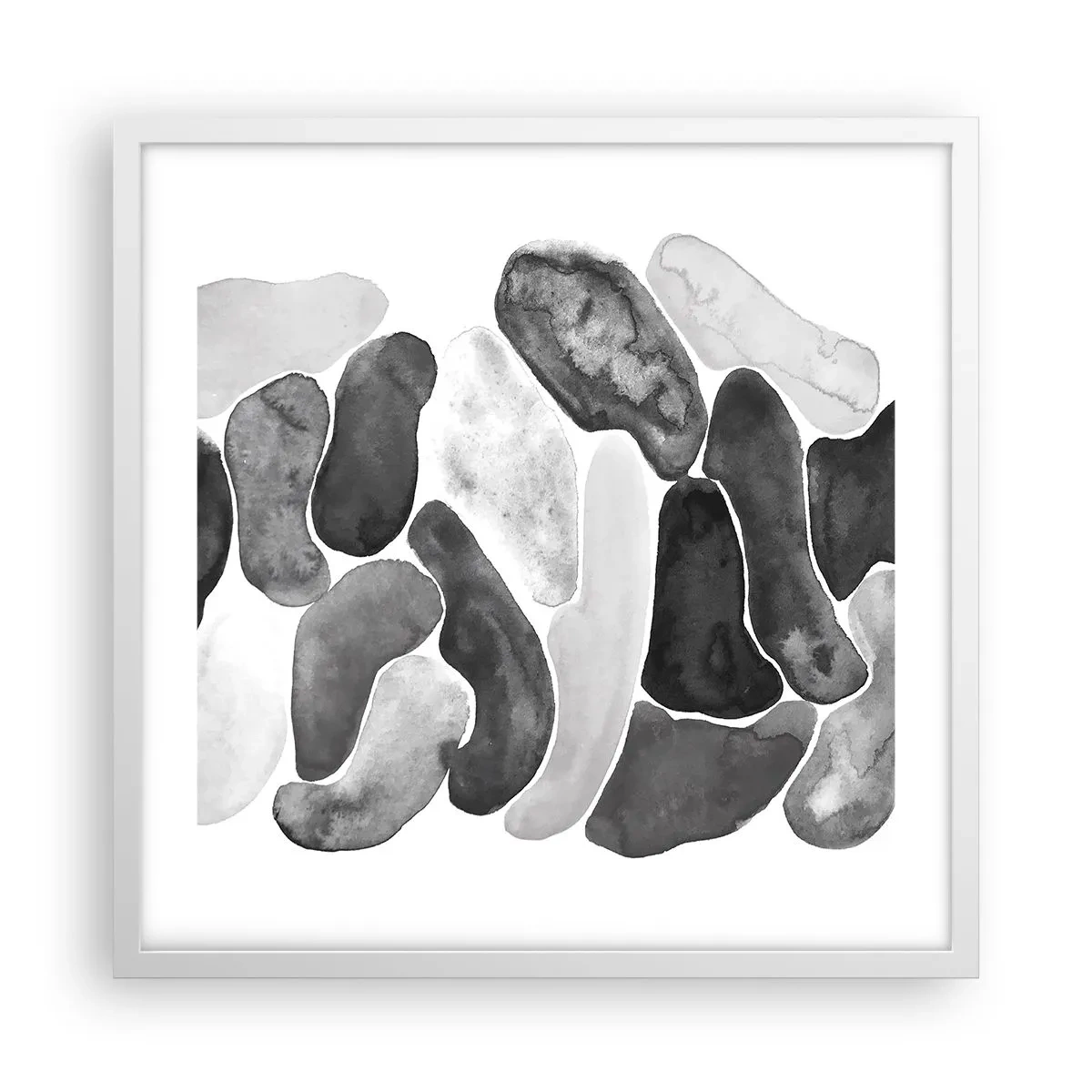 Plakat i hvid ramme - Stenet abstraktion - 50x50 cm