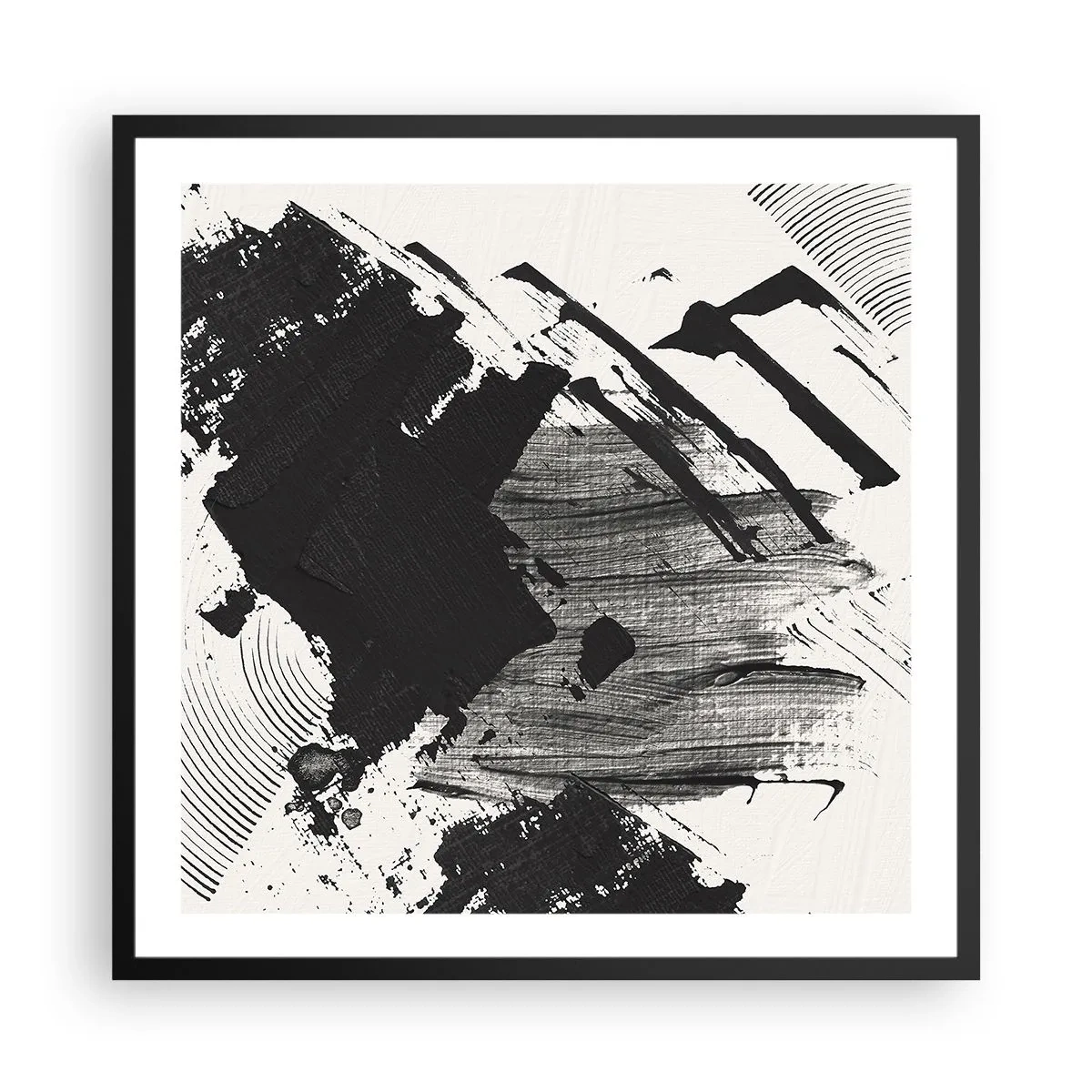 Plakat i sort ramme - Abstraktion - det sortes udtryk - 60x60 cm