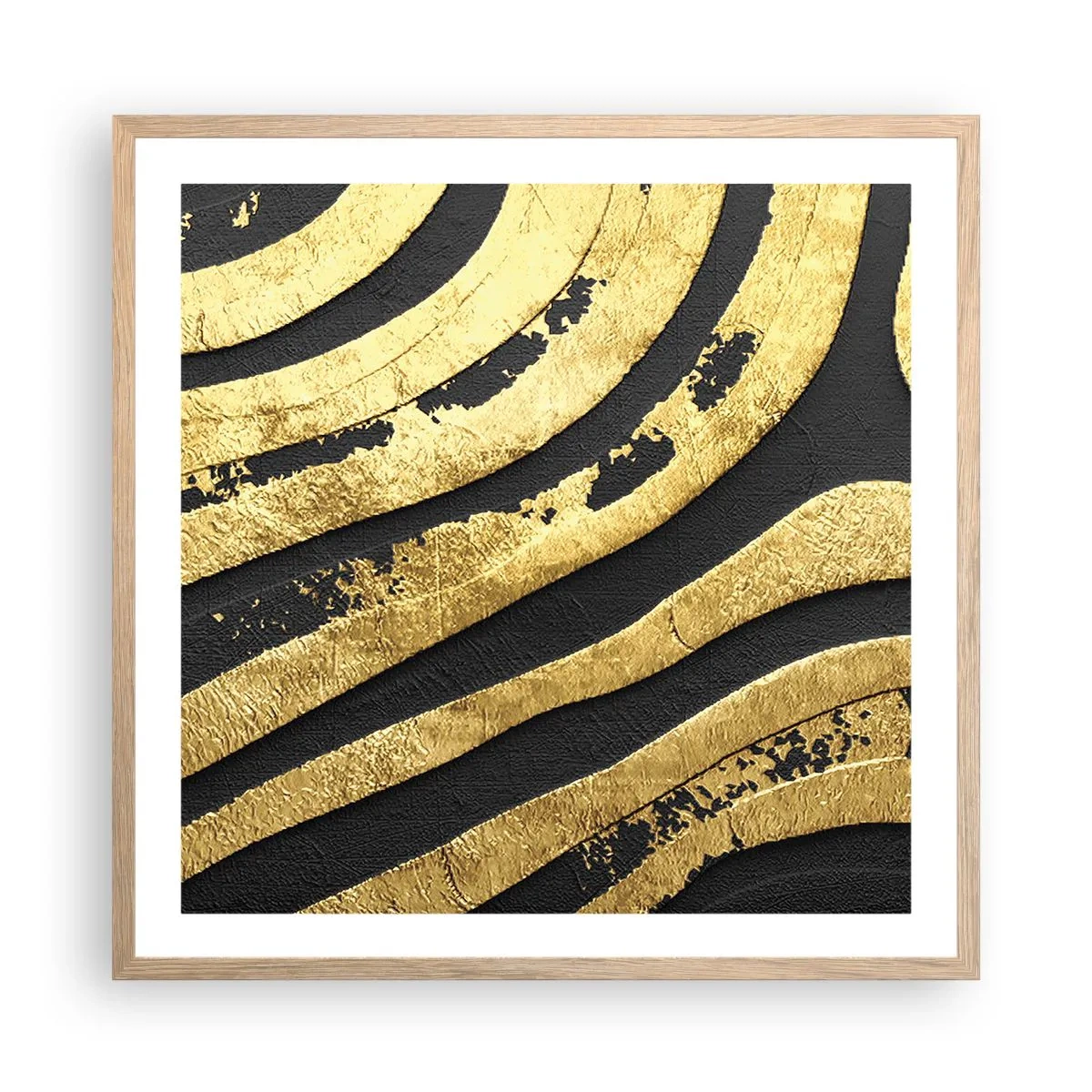 Plakat i ramme af lyst egetræ - Alt flyder - 60x60 cm