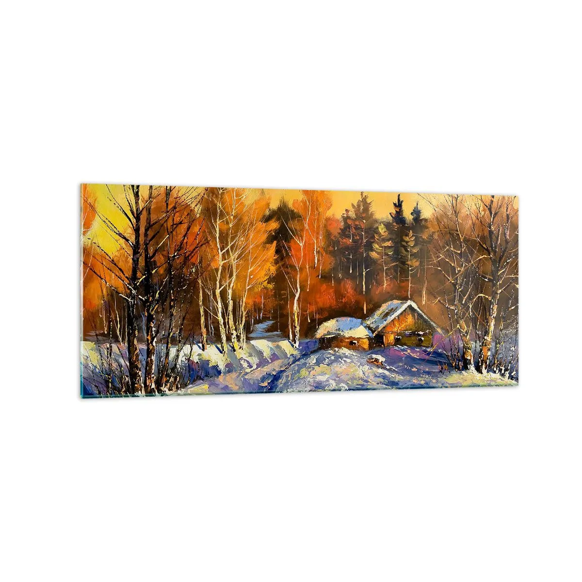 Billede på glas - Vinterindtryk i solen - 120x50 cm