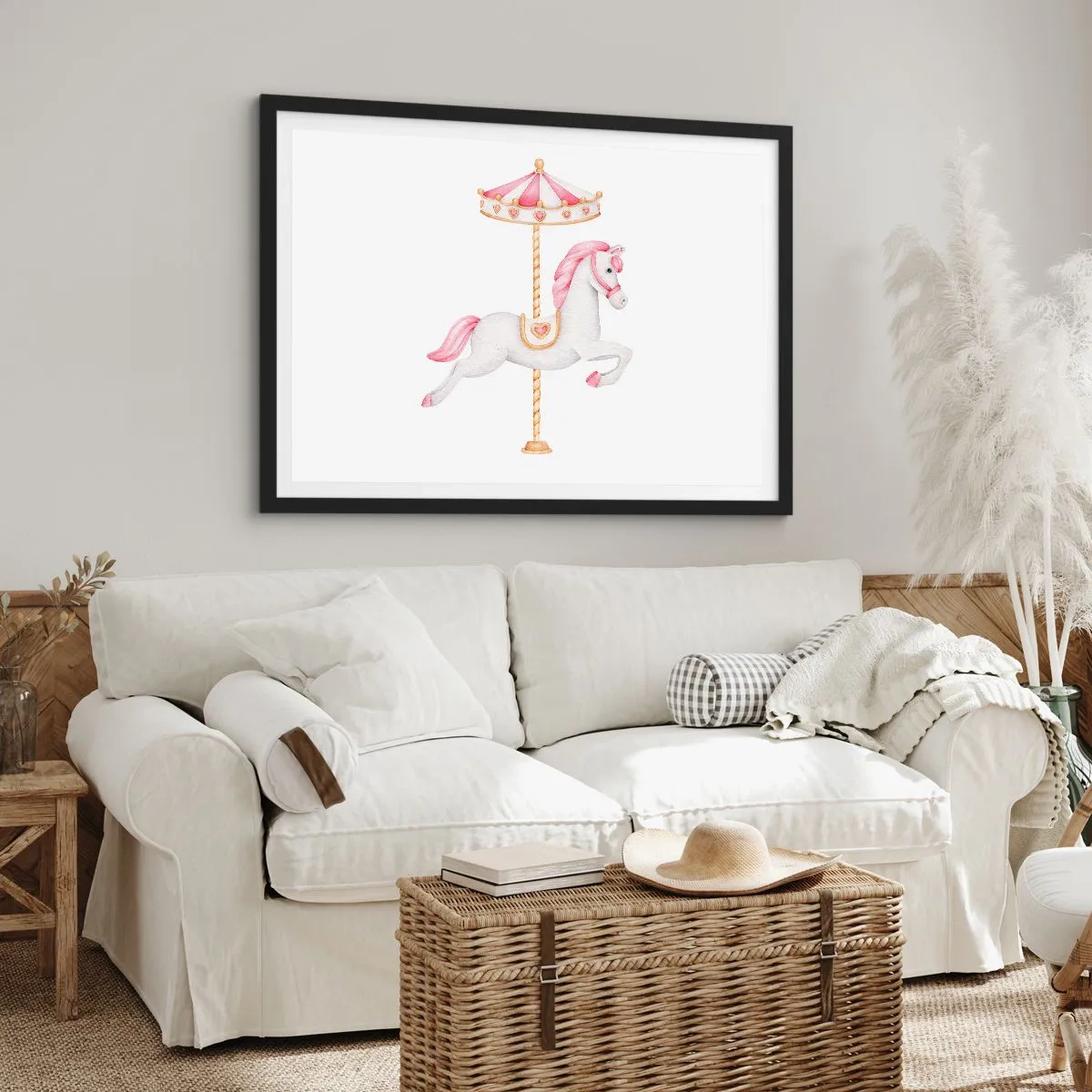 Plakat i sort ramme - Han satte af sted med en hov - 50x40 cm