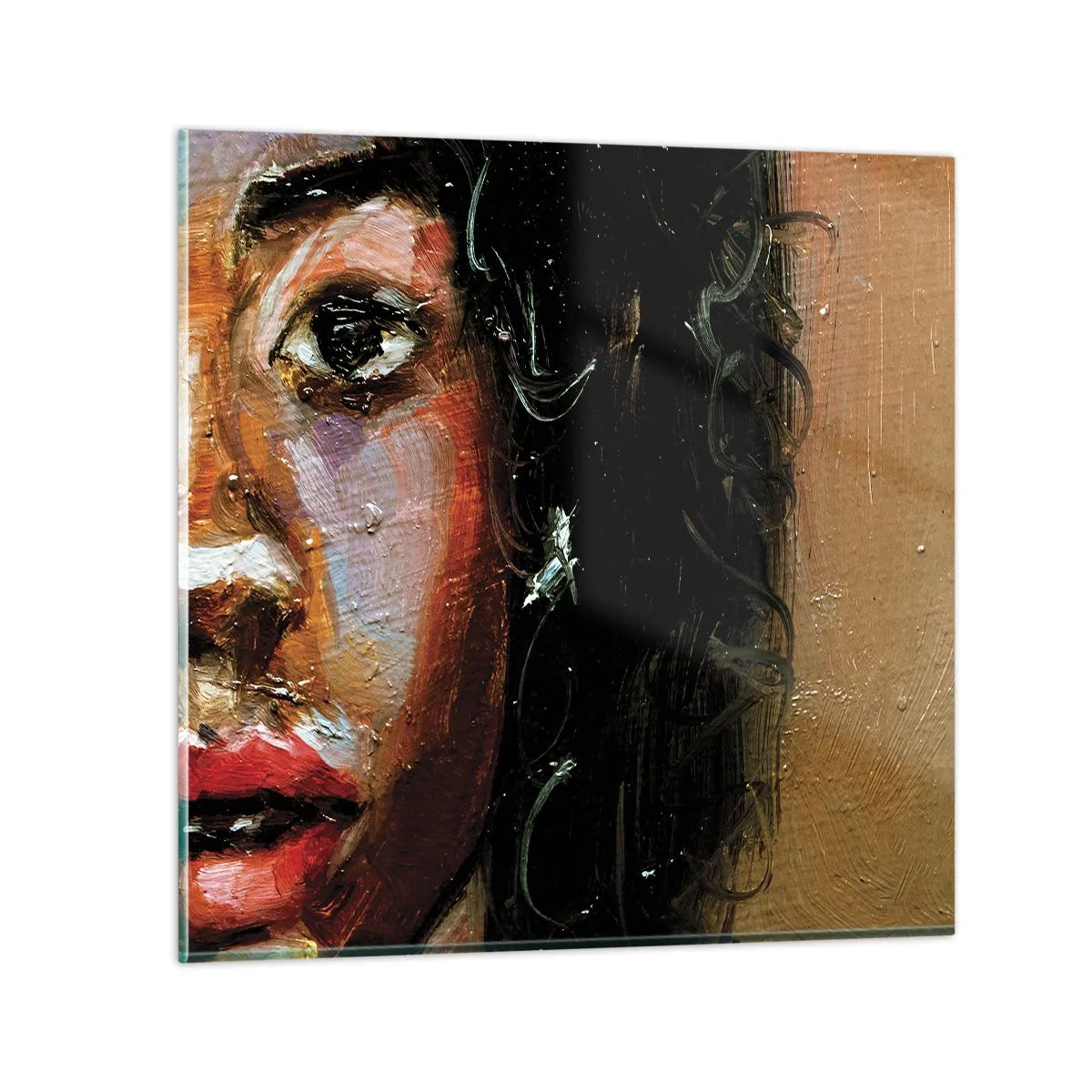 Billede på glas - Sort og glitter - 30x30 cm