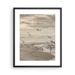 Plakat i sort ramme - Havet brummer, fuglene synger - 40x50 cm