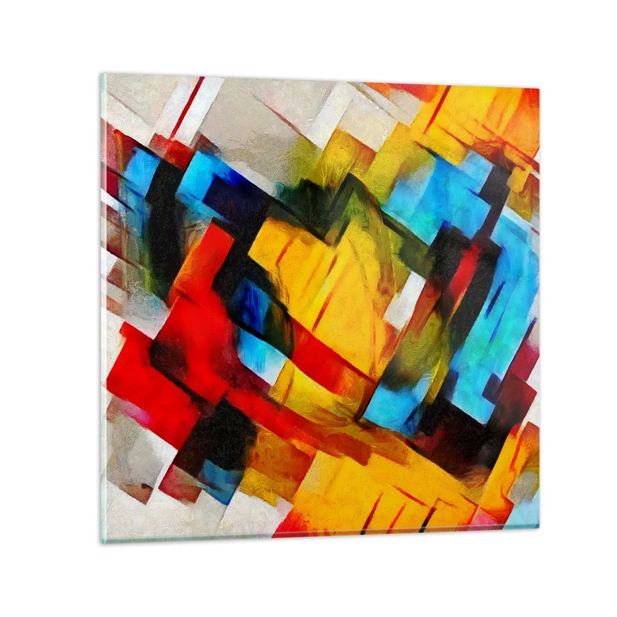 Billede på glas - Flerfarvet lagdeling - 50x50 cm