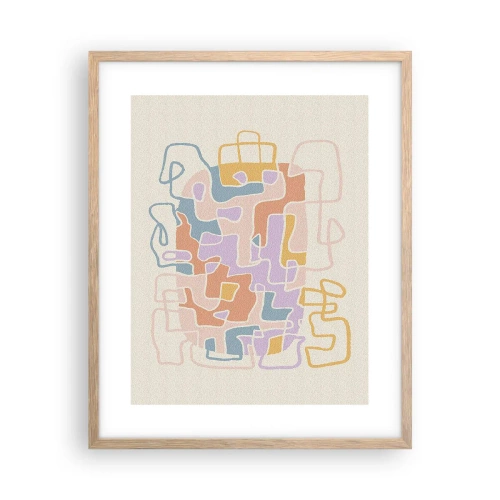 Plakat i ramme af lyst egetræ - Labyrint - et glædeligt eventyr - 40x50 cm