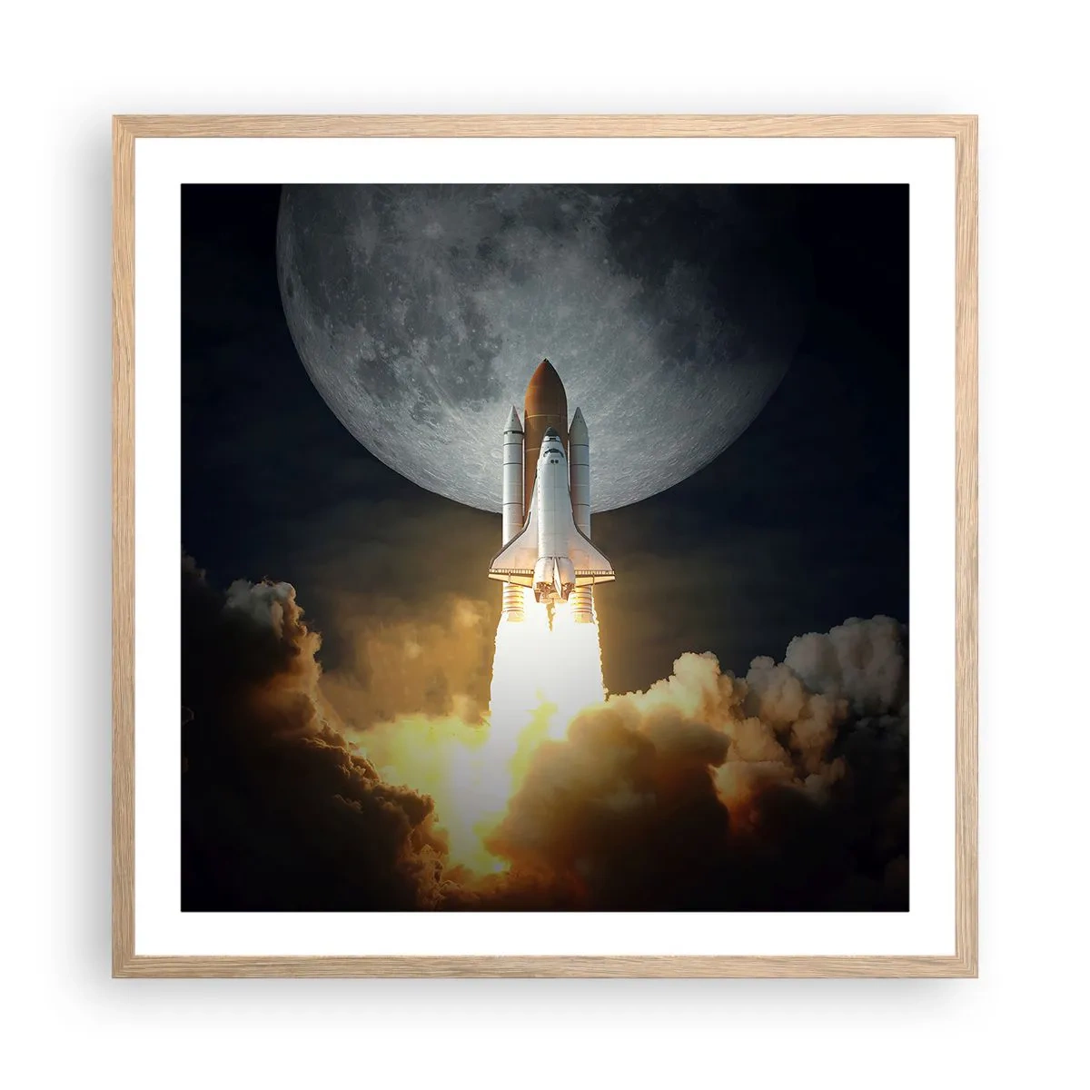 Plakat i ramme af lyst egetræ - Begyndelsen på et overjordisk eventyr - 60x60 cm