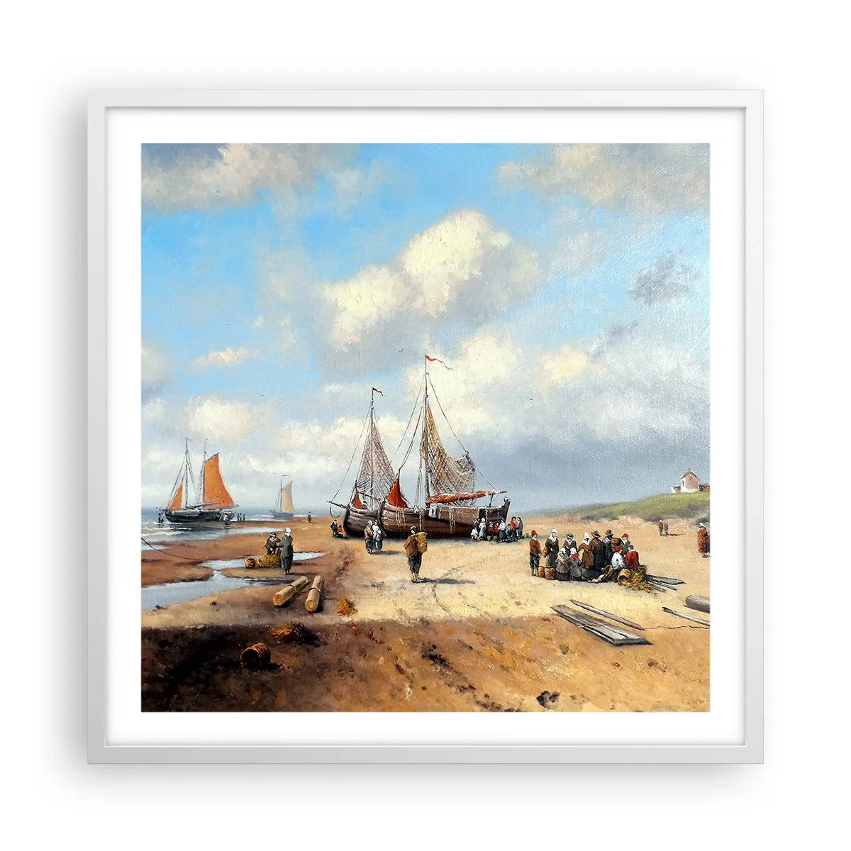 Plakat i hvid ramme - Efter en vellykket fangst - 60x60 cm