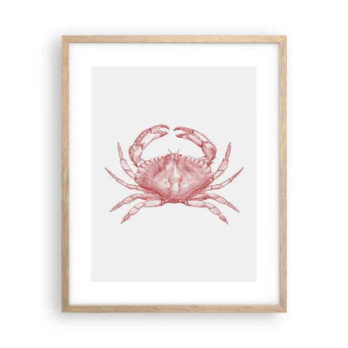 Plakat i ramme af lyst egetræ - Krabbe over krabber - 40x50 cm