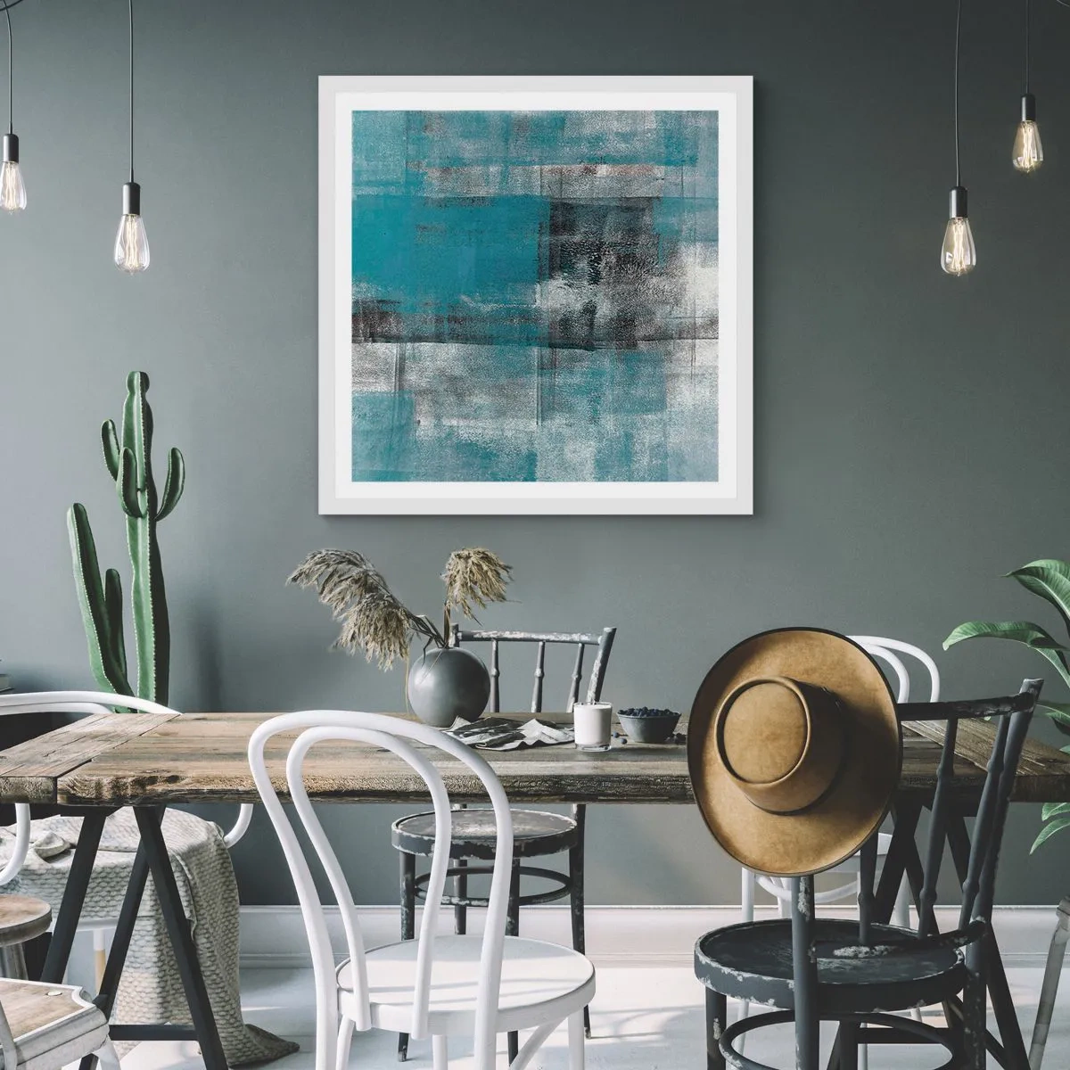 Plakat i hvid ramme - Vand og luft - 50x50 cm