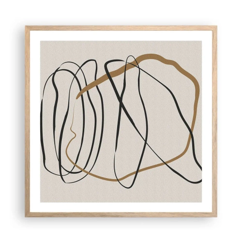 Plakat i ramme af lyst egetræ - Komposition - dans i besiddelse - 60x60 cm