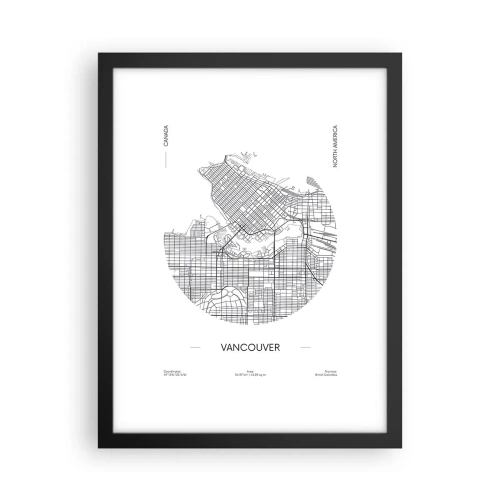 Plakat i sort ramme - Anatomi af Vacouver - 30x40 cm