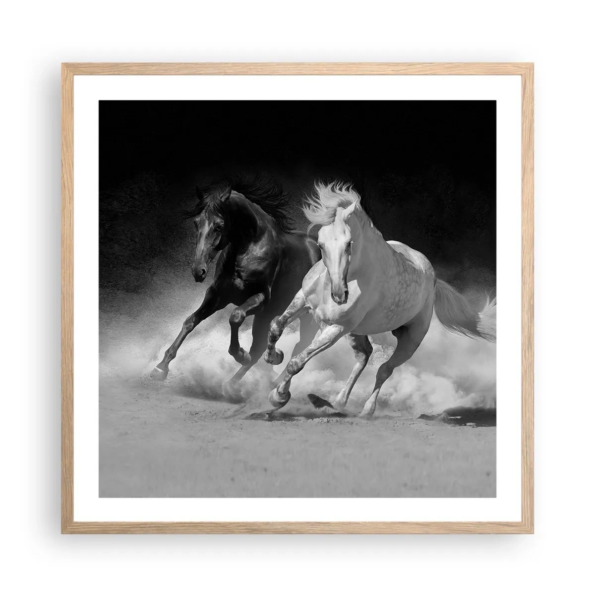 Plakat i ramme af lyst egetræ - Frihedens galop - 60x60 cm