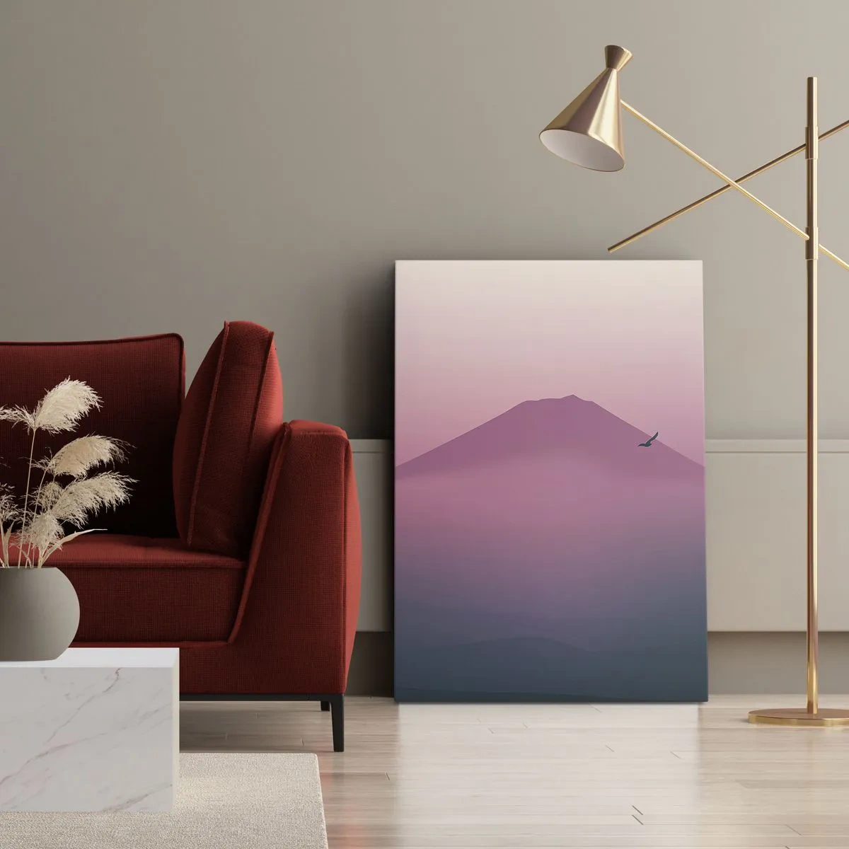 Lærredstryk - Billede på lærred - Vandrer over skyerne - 50x70 cm