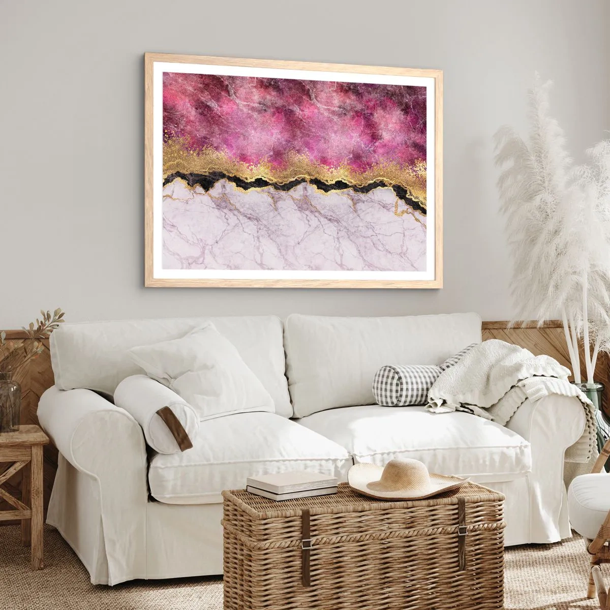 Plakat i ramme af lyst egetræ - På grænsen - 91x61 cm