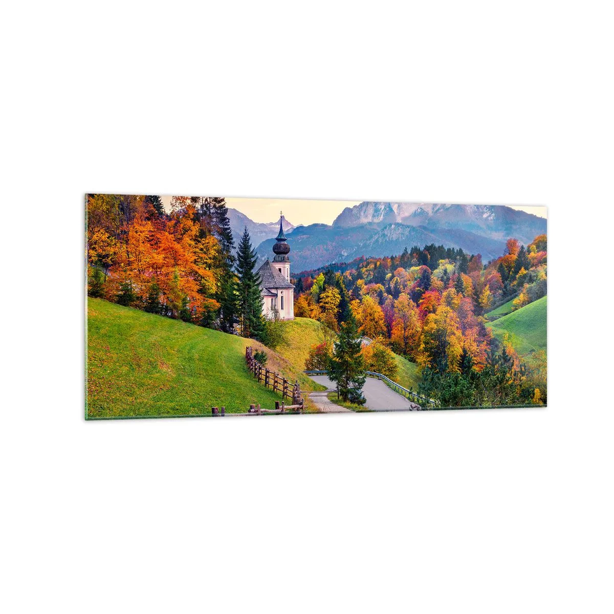 Billede på glas - Landskab som maleri - 120x50 cm