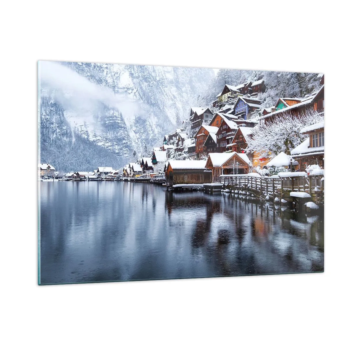 Billede på glas - I en vinterdekoration - 120x80 cm