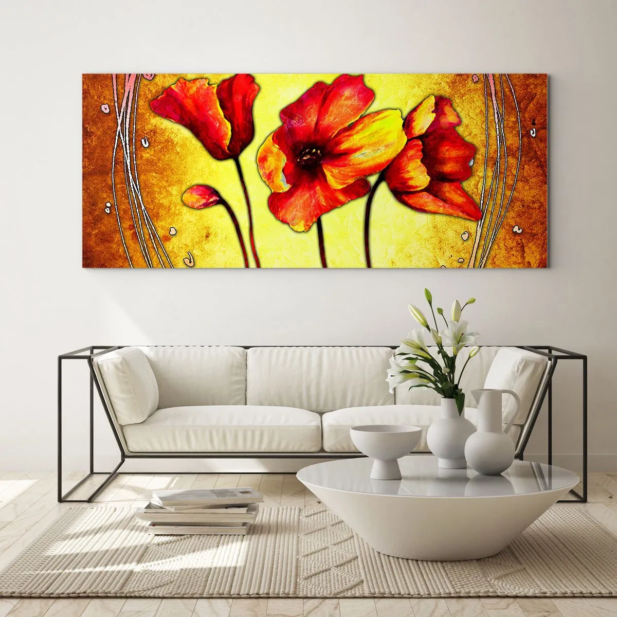 Billede på glas - I Art Nouveau dekoration - 90x30 cm