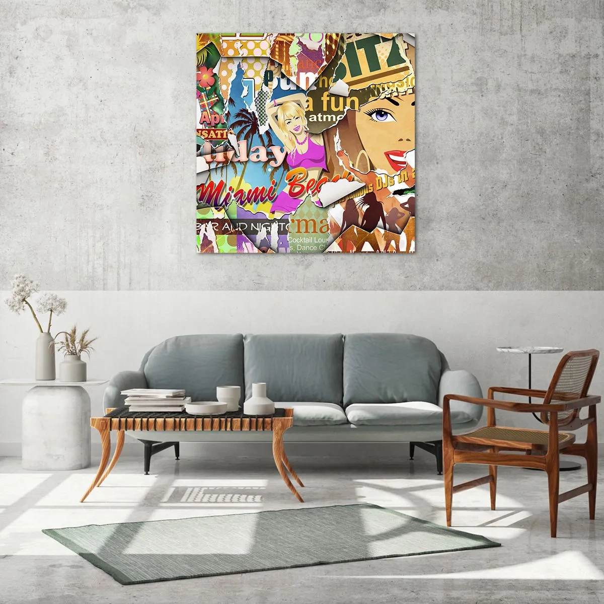 Billede på glas - Tilbageblikke på ferien - 60x60 cm