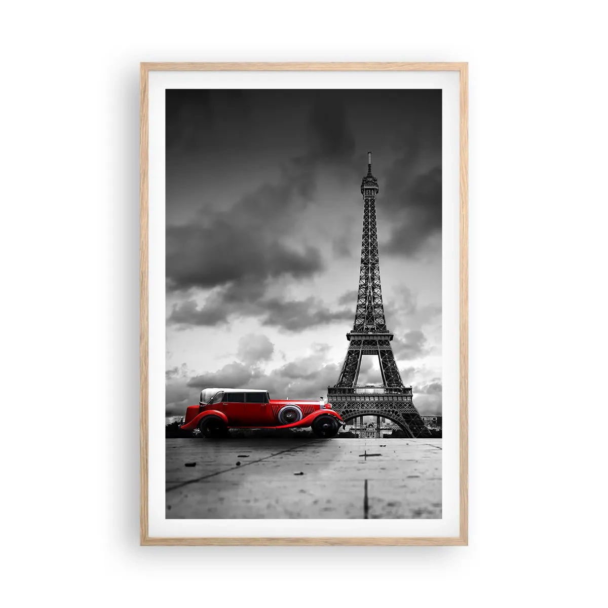 Plakat i ramme af lyst egetræ - For ikke så længe siden i Paris - 61x91 cm