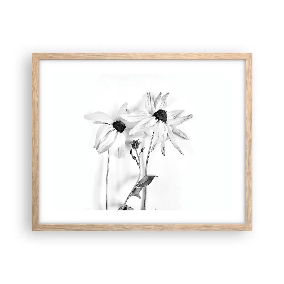 Plakat i ramme af lyst egetræ - Ingen ønsker at være alene - 50x40 cm