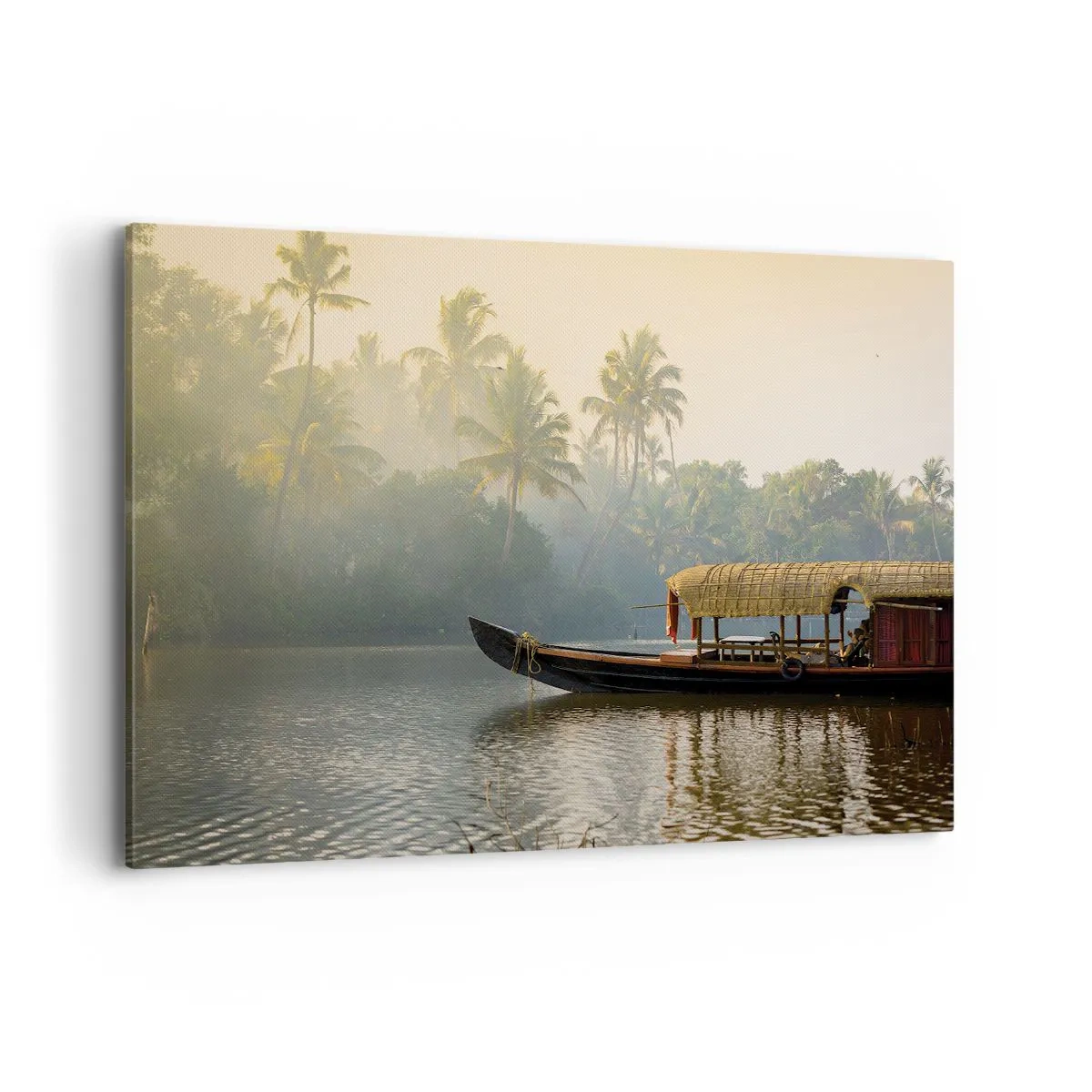 Lærredstryk - Billede på lærred - Hus ved floden - 100x70 cm