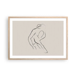 Plakat i ramme af lyst egetræ - Intim skitse - 70x50 cm