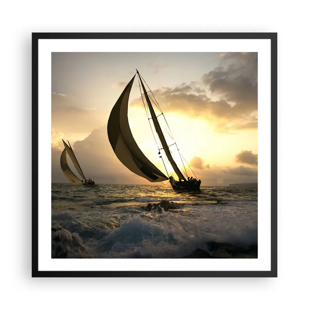 Plakat i sort ramme - I medvind og modvind - 60x60 cm
