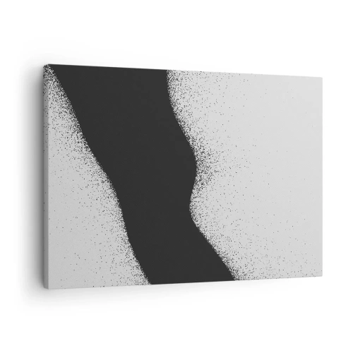 Lærredstryk - Billede på lærred - Abstrakt sort-hvidt mønster med fine prikker på lærred - 70x50cm - Flydende balance - Moderne vægdekoration til stue og soveværelse ARTTOR