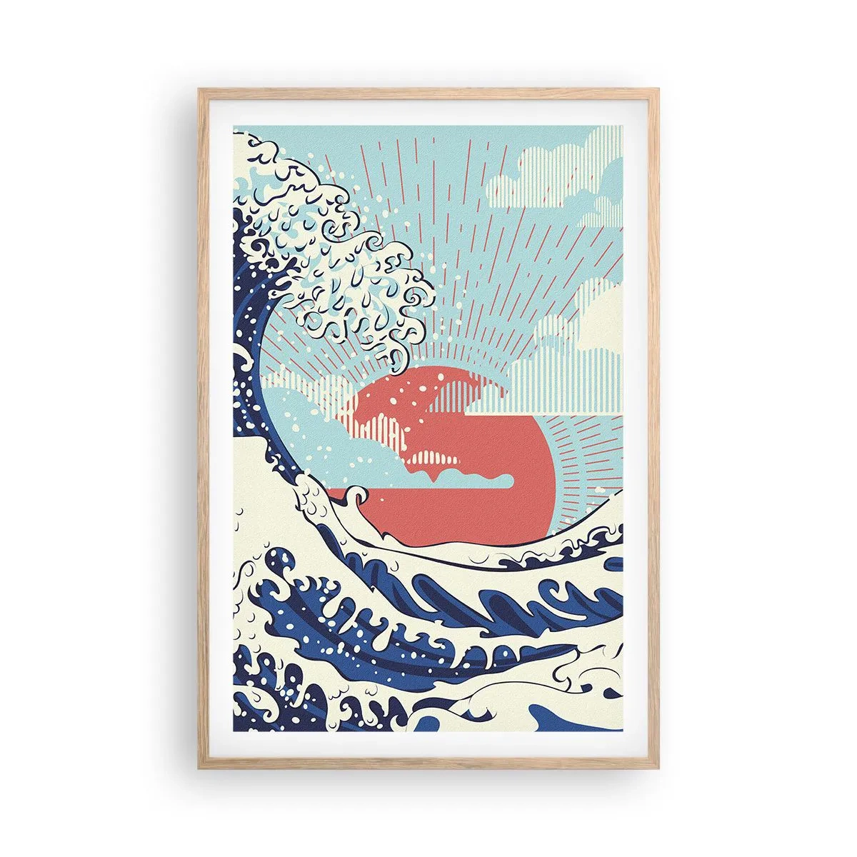Plakat i ramme af lyst egetræ - Fra japanske inspirationer - 61x91 cm
