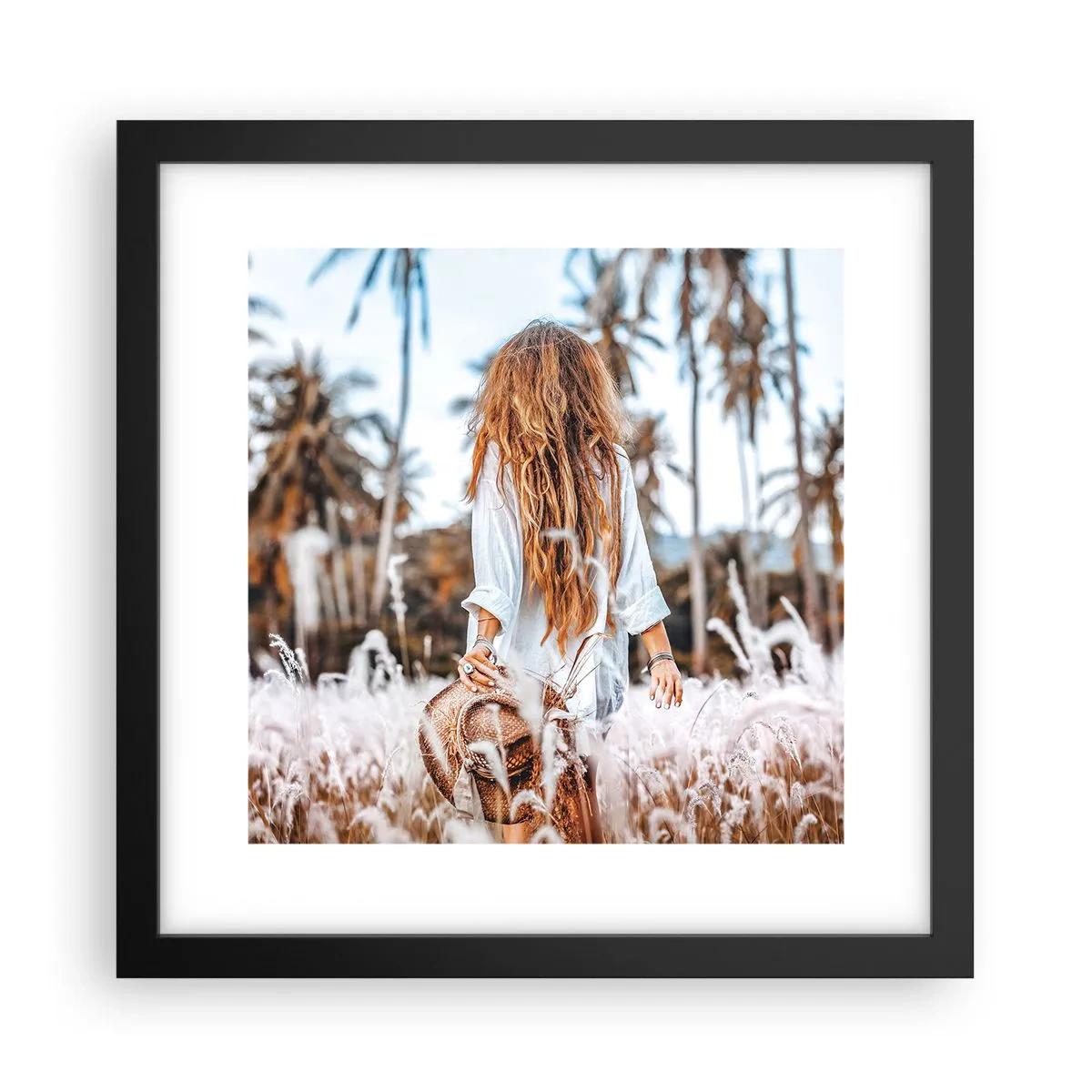 Plakat i sort ramme - Født af græsdun - 30x30 cm