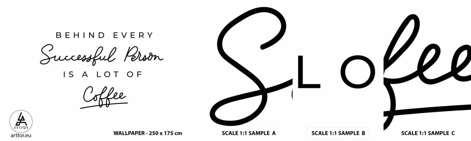 Prøve Fototapet Selvklæbende Deluxe Sticker - Hemmeligheden bag succes - Typografi, Bekræftelse, Maxim - 100x30 cm