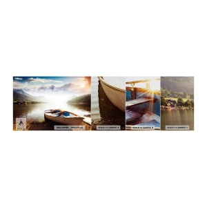 Prøve Fototapet Premium Canvas - Over store og klare vande - Landskab, Sø, Bjerge - 100x30 cm