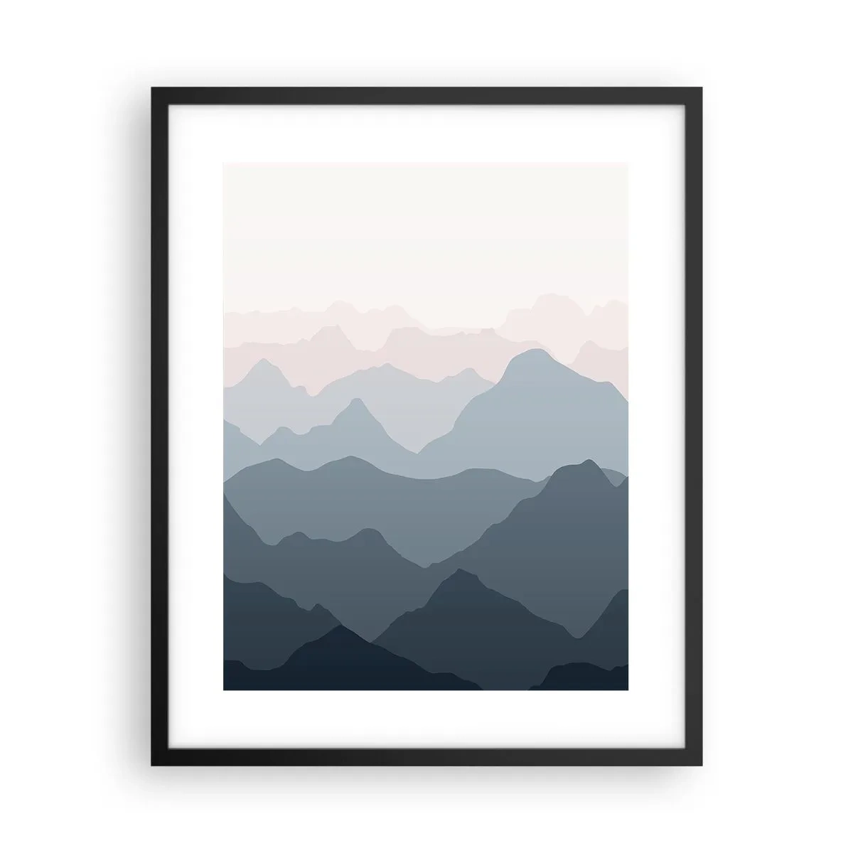 Plakat i sort ramme - Bølger af bjerge - 40x50 cm