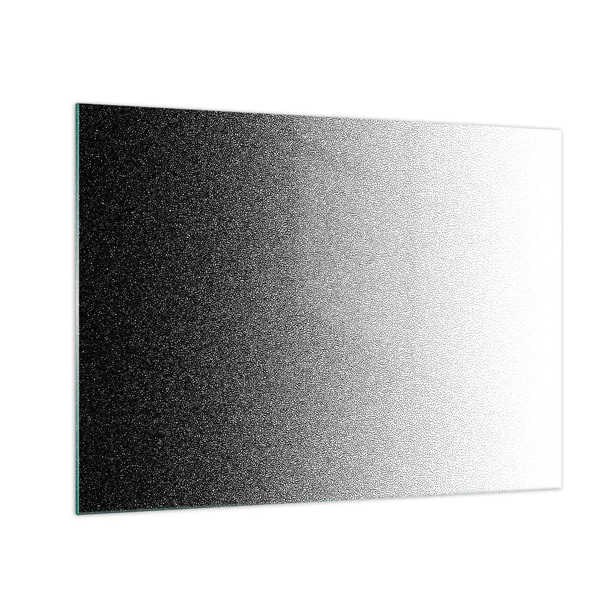 Billede på glas - Sort-hvid gradient med kornede og lyse effekter - 70x50cm - På vej mod lyset - Moderne vægdekoration til stue og soveværelse ARTTOR