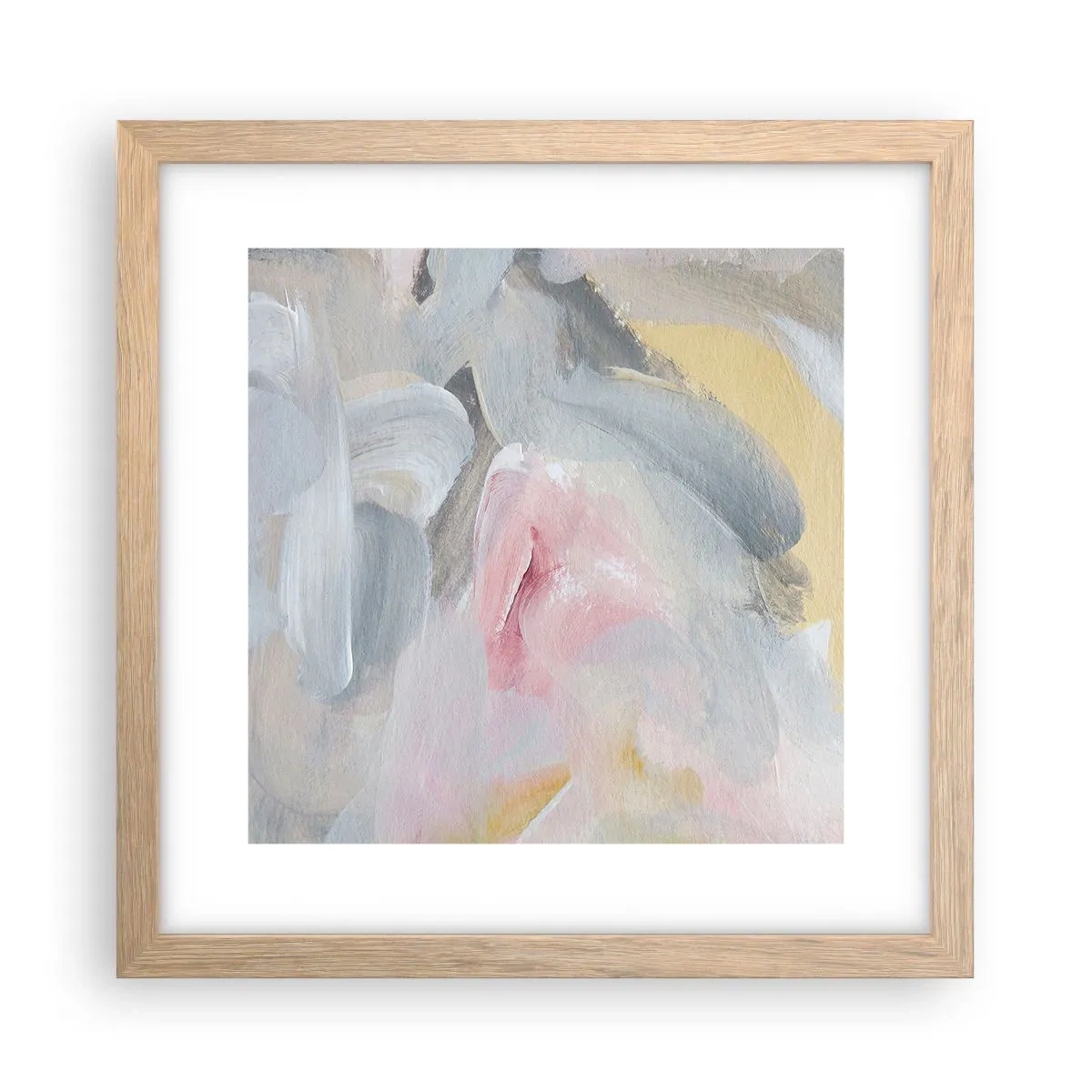 Plakat i ramme af lyst egetræ - I en pastelfarvet verden - 30x30 cm