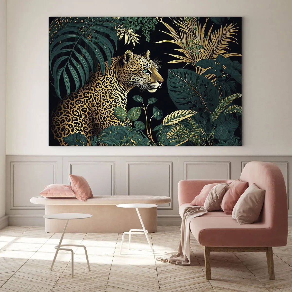 Billede på glas - Værten i junglen - 120x80 cm