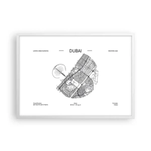 Plakat i hvid ramme - Dubais anatomi - 70x50 cm