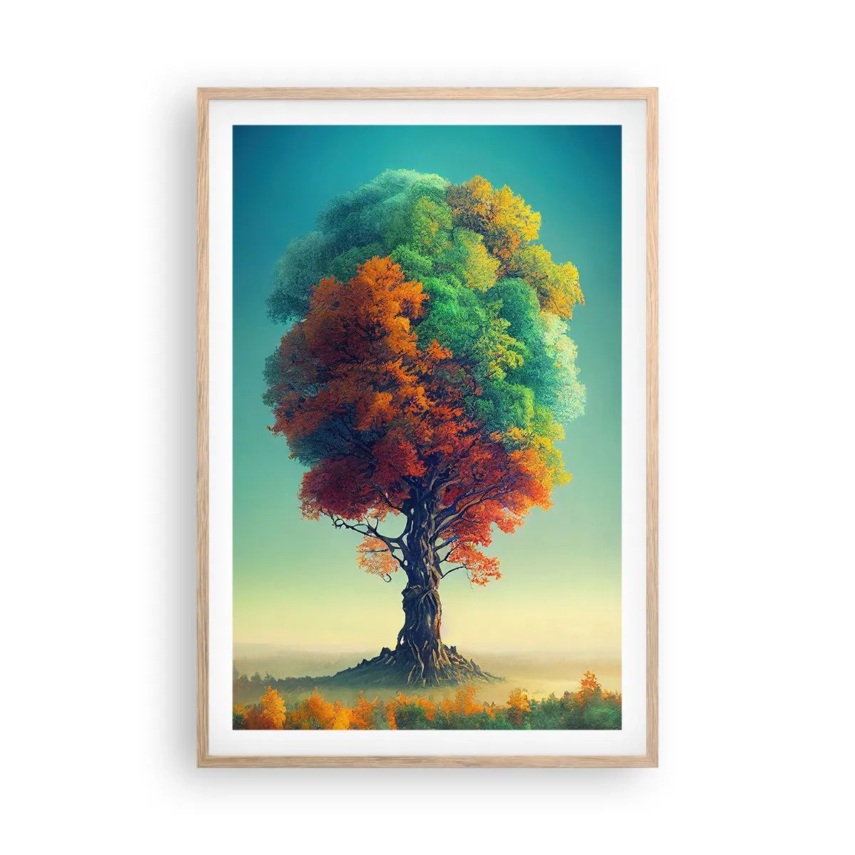 Plakat i ramme af lyst egetræ - Eg - naturens fader - 61x91 cm