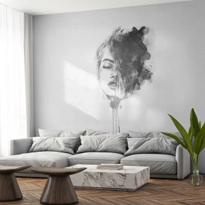 Fototapet Premium Sand - Hvad piger drømmer om - Portræt af en kvinde, Kvindens ansigt, Abstraktion - 100x70 cm