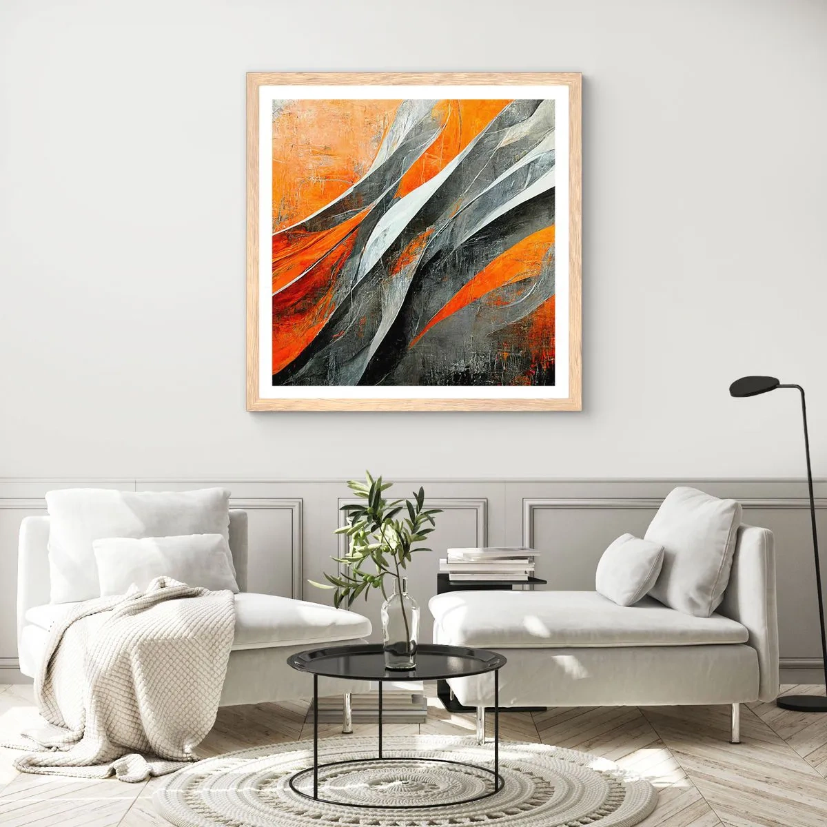 Plakat i ramme af lyst egetræ - Varme og kulde - 40x40 cm