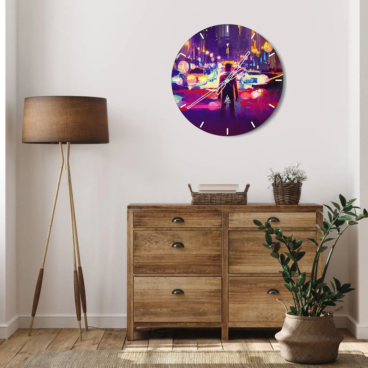 Vægur, Uret - Nedsænket i lys - 30x30 cm