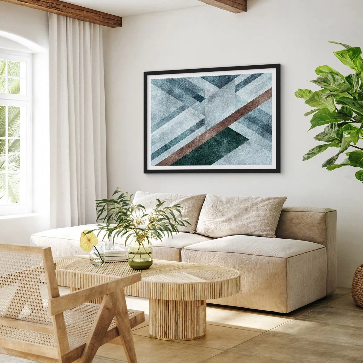 Plakat i sort ramme - Sofistikeret elegance i geometri - 91x61 cm