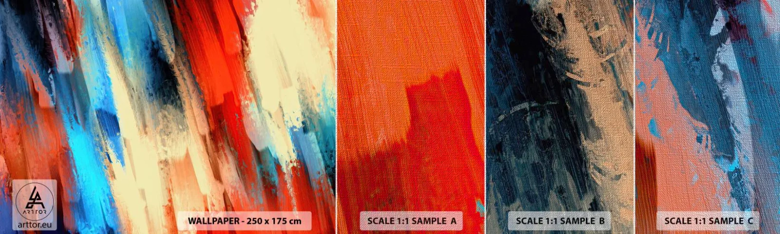 Prøve Fototapet Premium Canvas - En kaskade af farver - Abstraktion, Stykke, Moderne mønster - 100x30 cm