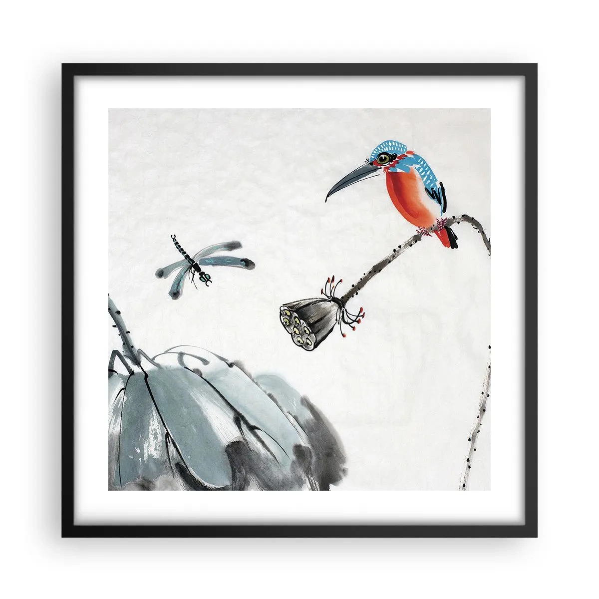 Plakat i sort ramme - Engenes liv - 50x50 cm