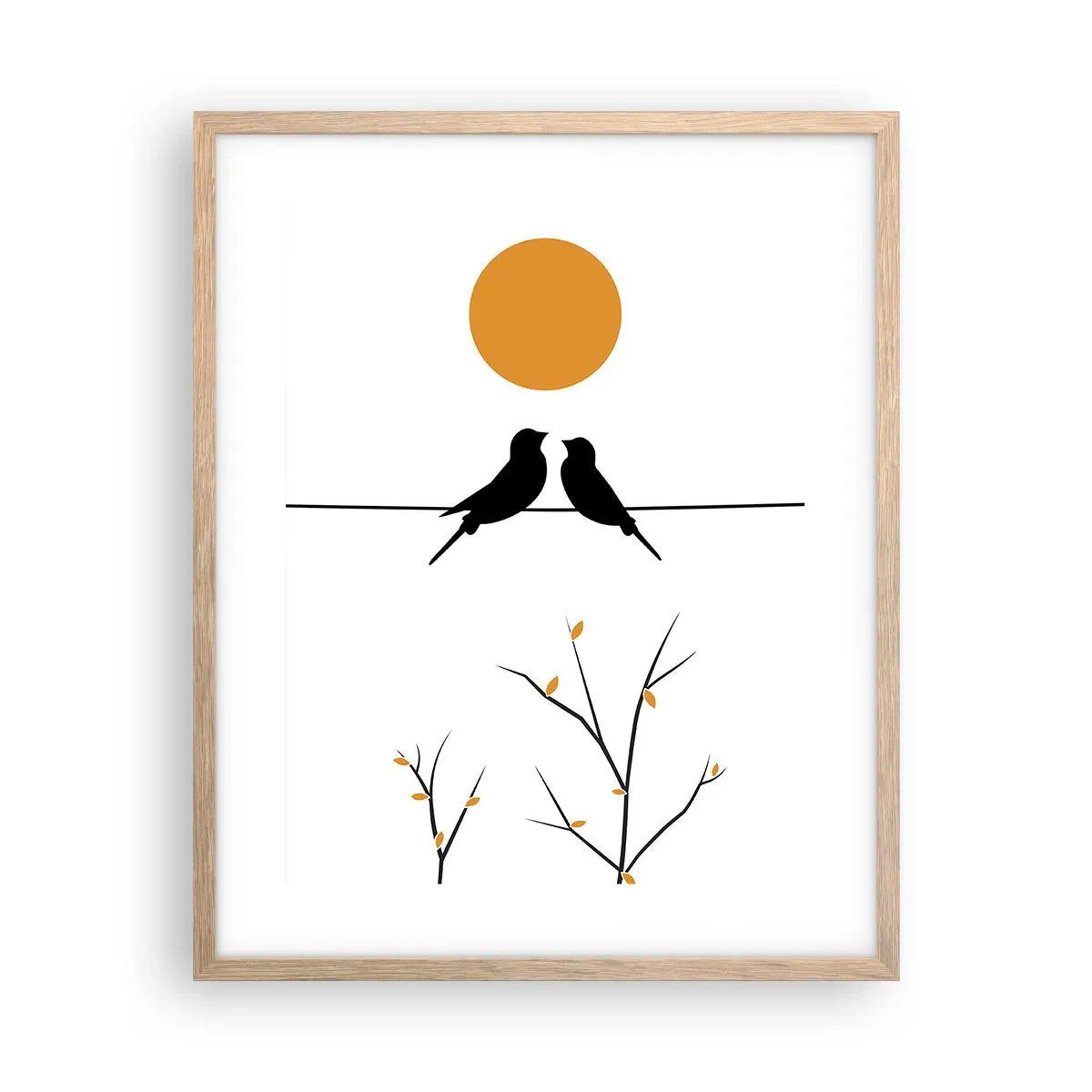 Plakat i ramme af lyst egetræ - Nattergal - 40x50 cm