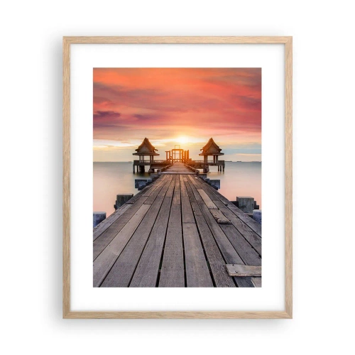 Plakat i ramme af lyst egetræ - Fra vest til øst - 40x50 cm