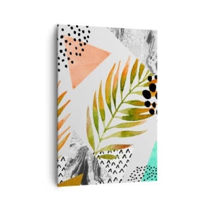 Lærredstryk - Billede på lærred - Dekoration med palmeblade - 70x100 cm