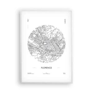 Plakat i hvid ramme - Anatomi af Firenze - 70x100 cm