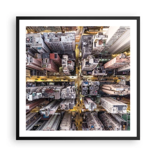 Plakat i sort ramme - Hilsner fra Hong Kong - 60x60 cm