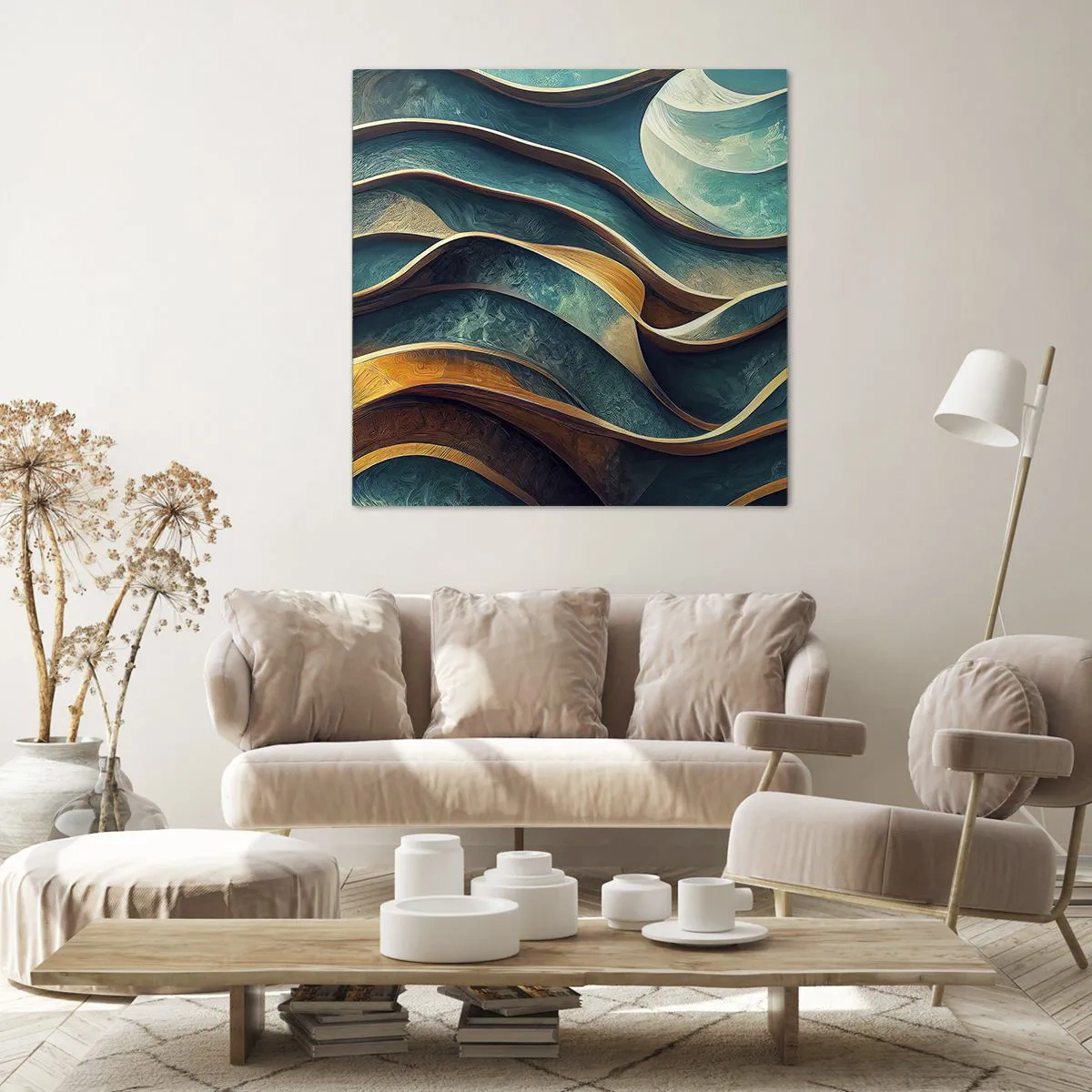 Lærredstryk - Billede på lærred - Slyngninger af blåt - 50x50 cm